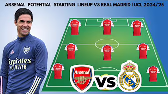 ARSENAL VS REAL MADRID Potential starting lineup UEFA CHAMPIONS LEAGUE | 2024/2025 background