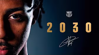 JULES KOUNDE EXTENDS HIS CONTRACT with FC Barcelona until 2030 🔵🔴 📝 backdrop