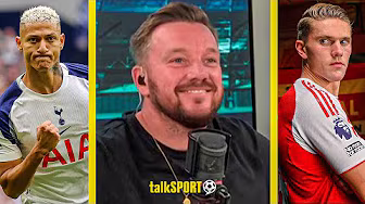 "WOW!" Jamie O'Hara CLAIMS Richarlison will score MORE goals than Gyökeres this season 🤯 background