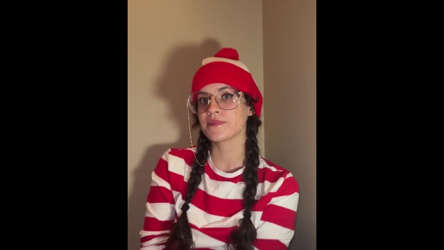Busty brunette Waldo bounces on it after you find her lonely and feral