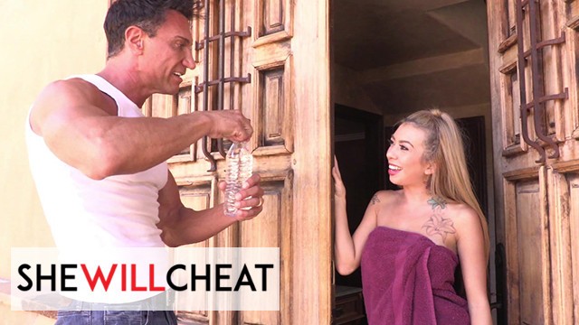 SHE WILL CHEAT - Kat Dior Plays With Her Pussy Before Having The Gardener Play With It As Well