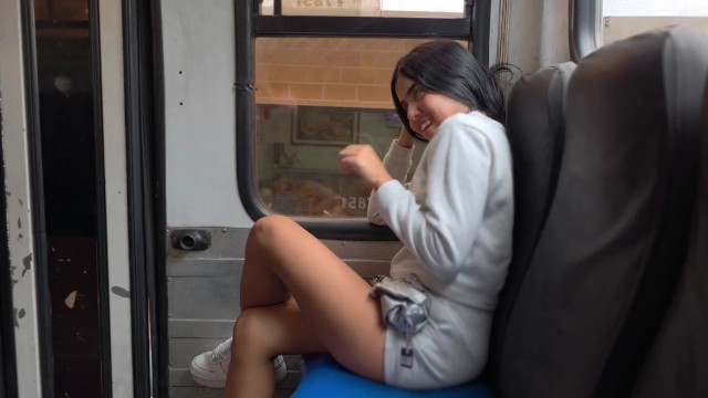 She sucks my dick on the public bus and then we end up fucking in a hotel.