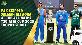 BTS: Pakistan skipper Salman Ali Agha at the ACC Men’s T20 Asia Cup 2025 trophy shoot | PCB backdrop