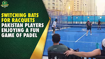 Switching bats for racquets 🎾 Pakistan players enjoying a fun game of padel 🤝 backdrop