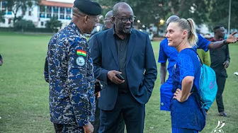 PRESIDENT KURT E.S OKRAKU VISITS POLICE LADIES AHEAD OF CAF WOMEN'S CHAMPIONS LEAQUE QUALIFIERS.