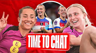 Aggie & Maya Talk EURO Buzz, First Caps, Walk Club & Wembley Hat-tricks | Time to Chat background