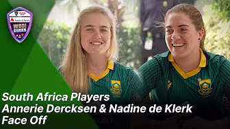 Time Out challenge ⏱️ | South Africa players Annerie Dercksen & Nadine de Klerk face off 😅🏏 background