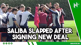 Saliba SLAPPED in Arsenal training after signing new deal