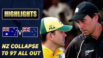 NZ Collapse to 97 All Out | Brad Williams 4/22, Bracken 3 wickets | Hayden Guides AUS In 12 Overs background