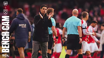 BENCH CAM | Arteta celebrates 300 games in charge with win! | Arsenal vs West Ham United (2-0) | EPL