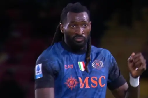 [Goal] Breaks the deadlock! Neres' free kick into the box met by Anguissa's header for a goal