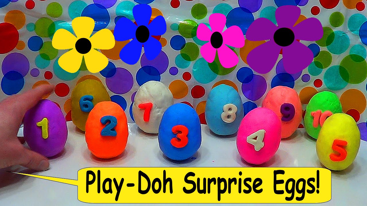 Play-Doh and Surprise Eggs! Learning colors and counting with toys!