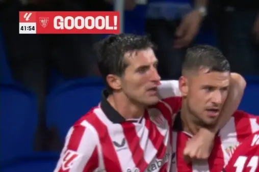 [Goal] Lightning quick response! Athletic Bilbao take a quick free kick, Guruzeta seizes the chance to score easily