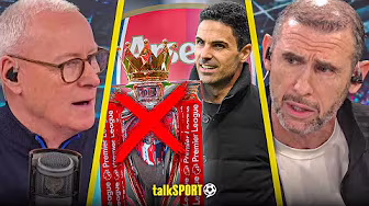 "WE'RE NINE GAMES IN!" Martin Keown REJECTS Jim White's claim that the title is ARSENAL'S TO LOSE! backdrop
