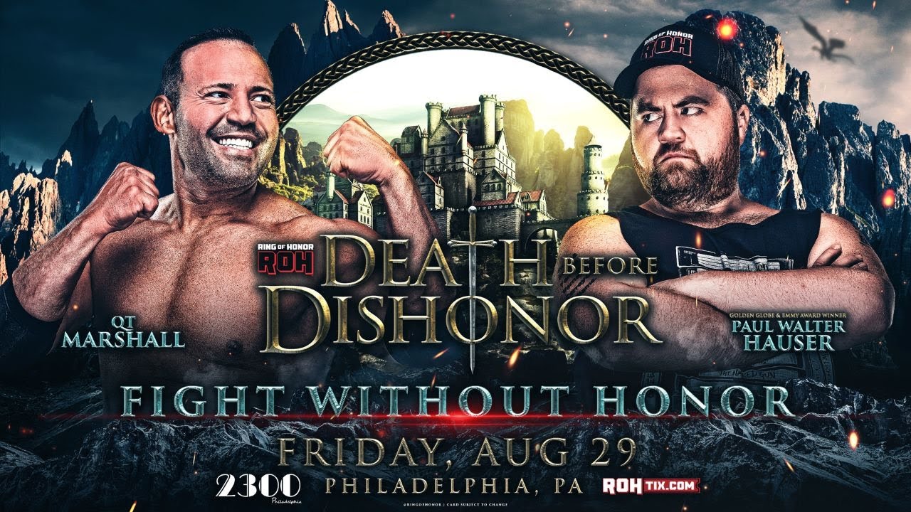Paul Walter Hauser & QT Marshall will FIGHT WITHOUT HONOR at #ROHDBD! ROH TV 8/21/25 background