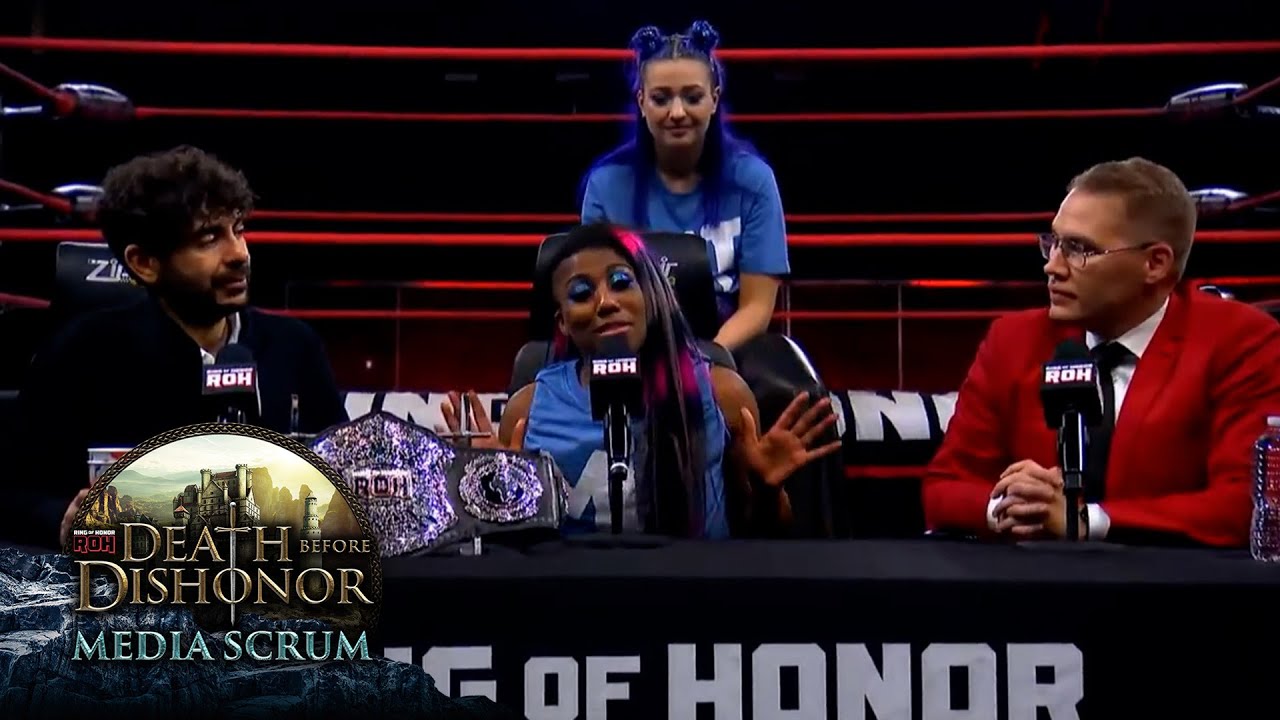 Athena: ROH Women's World Champion! | ROH Death Before Dishonor Media Scrum background