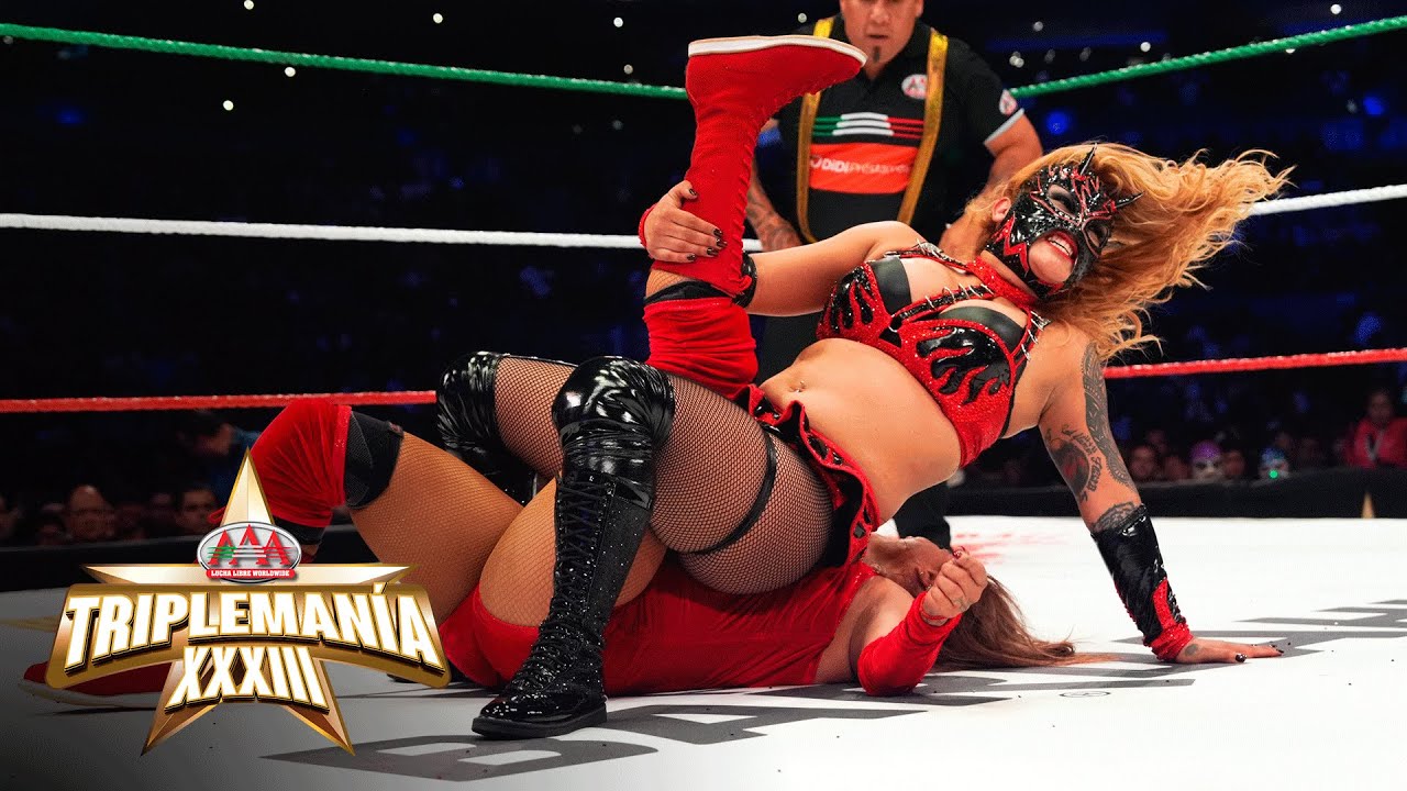 LUCHA COMPLETA: FLAMMER vs. NATALYA vs. FABY APACHE en TRIPLEMANIA