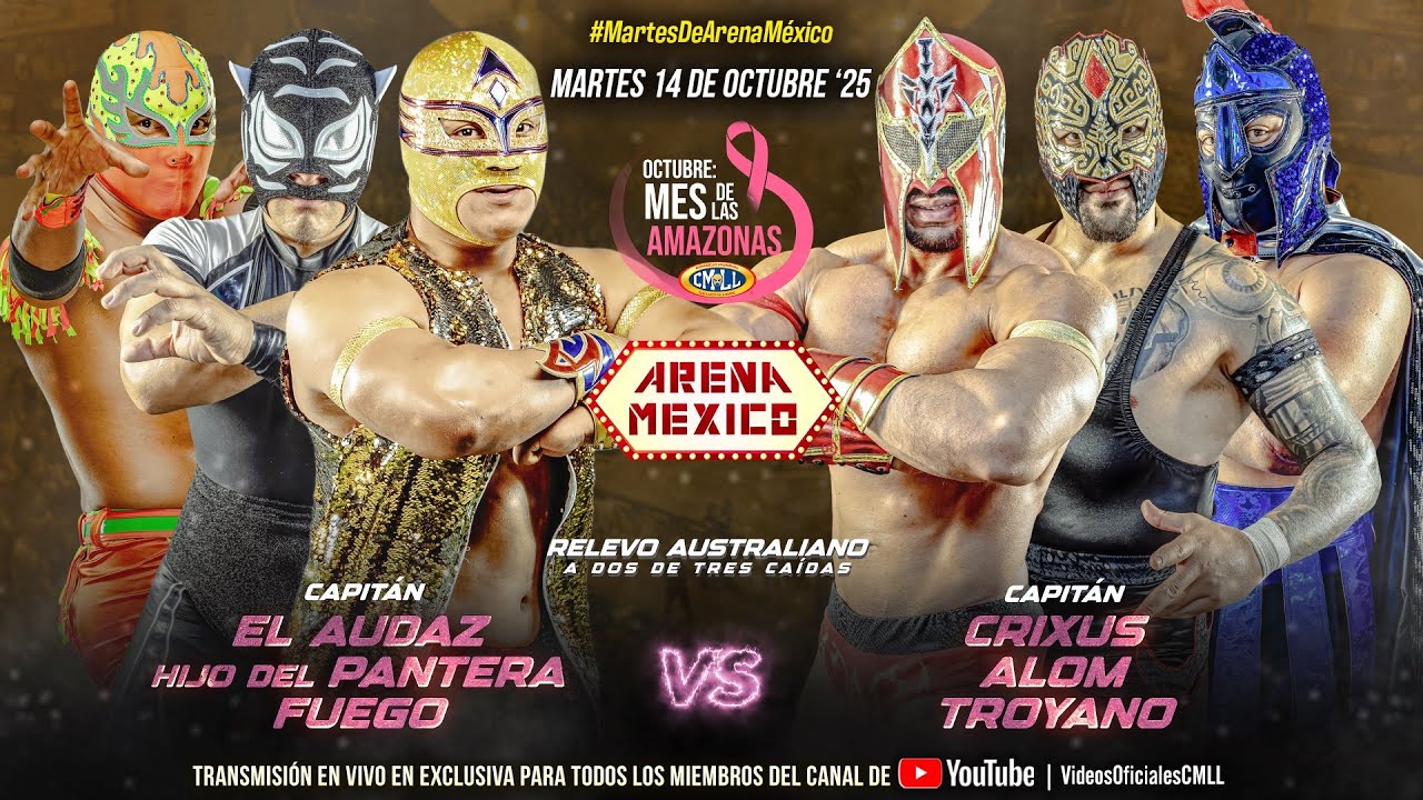 CMLL HIGHLIGHTS 14 DE OCTUBRE 2025 || EL AUDAZ, H. DEL PANTERA Y FUEGO VS CRIXUS, ALOM Y TROYANO backdrop