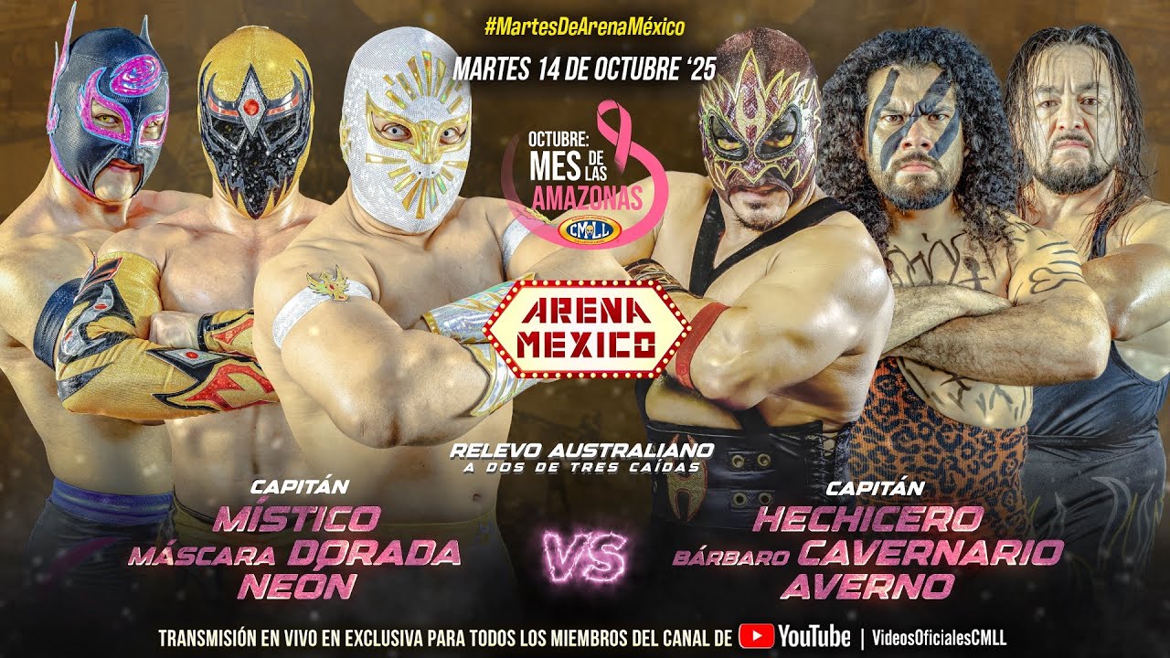 CMLL HIGHLIGHTS 14 DE OCTUBRE 2025 | MÍSTICO, M. DORADA Y NEÓN VS HECHICERO, B. CAVERNARIO Y AVERNO