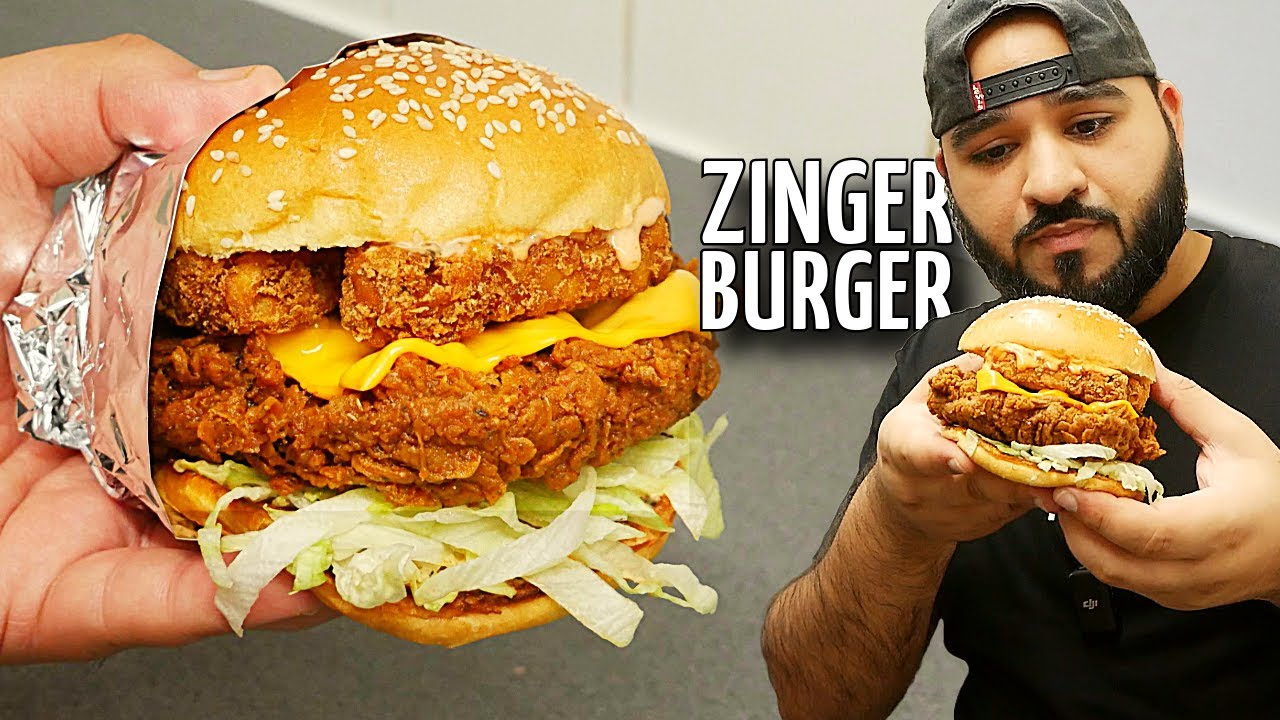 KFC ZINGER TOWER BURGER RECIPE | WITH FRIES background