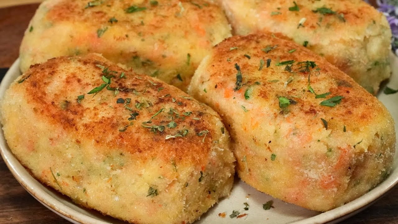 Creamy Potato Cheese Crunchy Bites! Potatoes and Eggs background