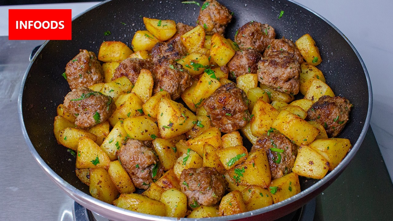 Meatballs and Pan Fried Potatoes Recipe | How to Cook Meatballs with Potatoes | Infoods