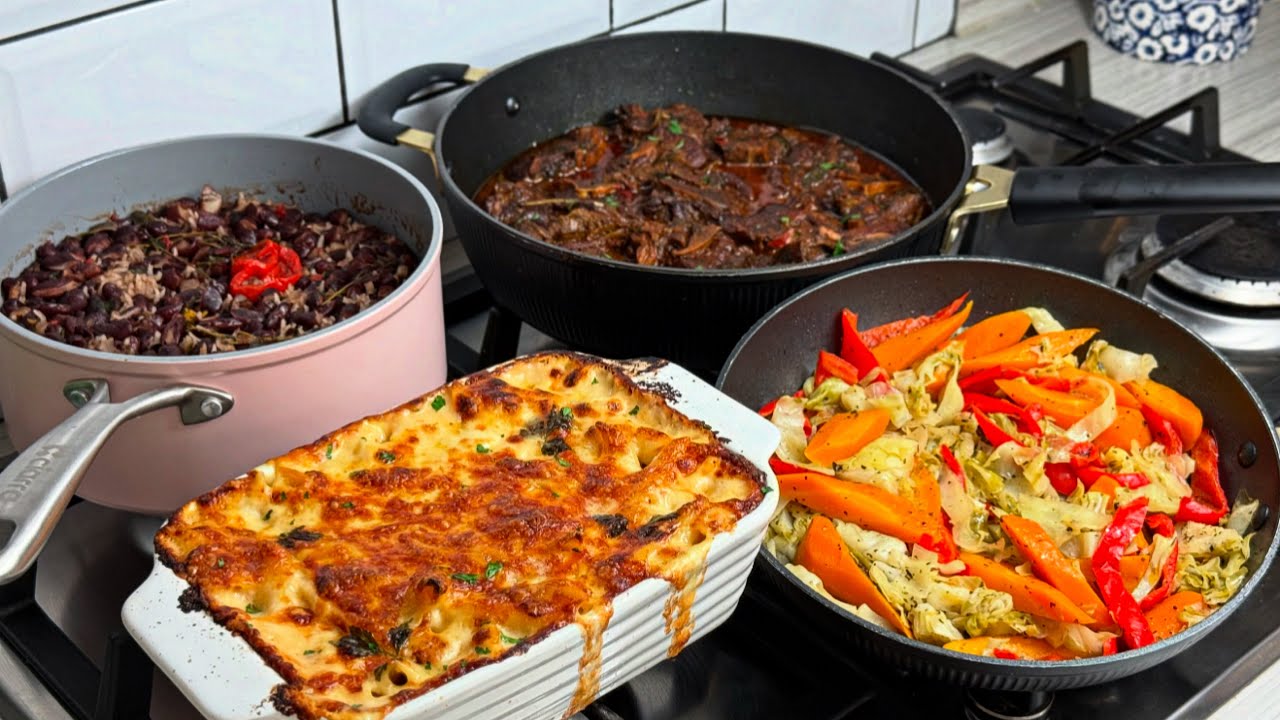 Let’s cook with Me | Brown stew lamb neck | Cheesy Mac | Rice & Peas. Healthy and delicious recipes