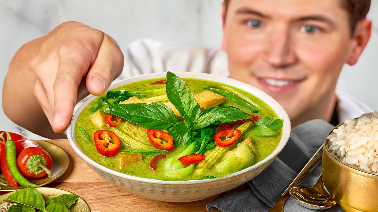 Authentic Thai Green Curry At Home background