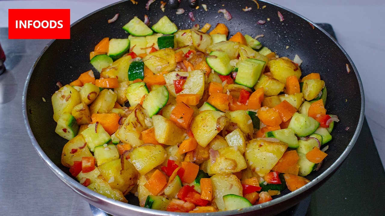 Zucchini Carrots & Potato Stir Fry Recipe | How to Make Zucchini Carrots & Potato Stir Fry | Infoods