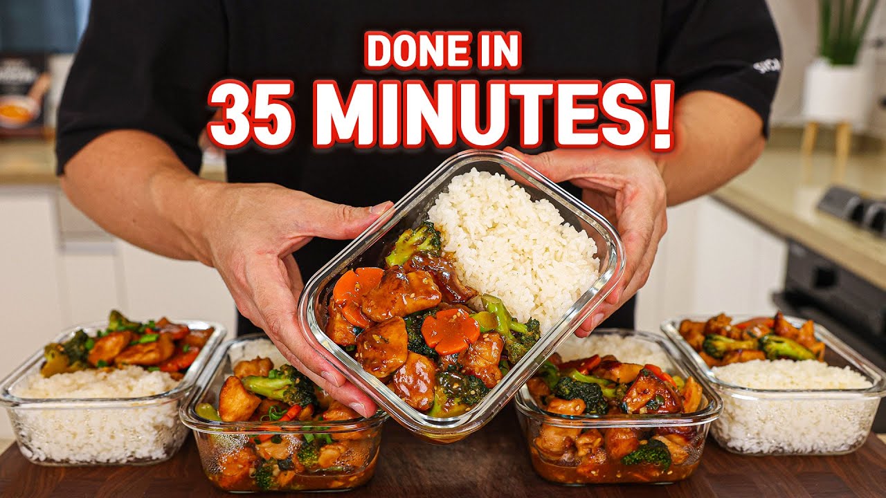 This Chicken & Broccoli Stir Fry Meal Prep Will Change Your LIFE! Done In 35 Minutes background