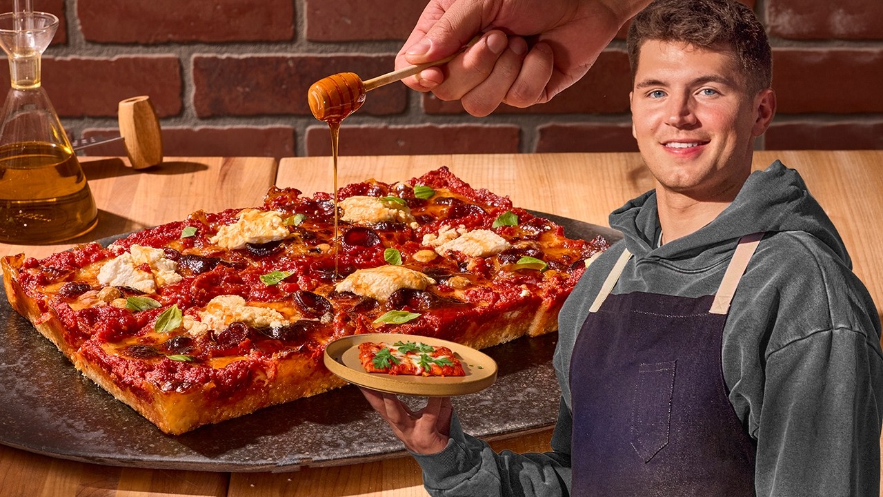 Detroit Style Pan Pizza (Extra Crispy Edges) background