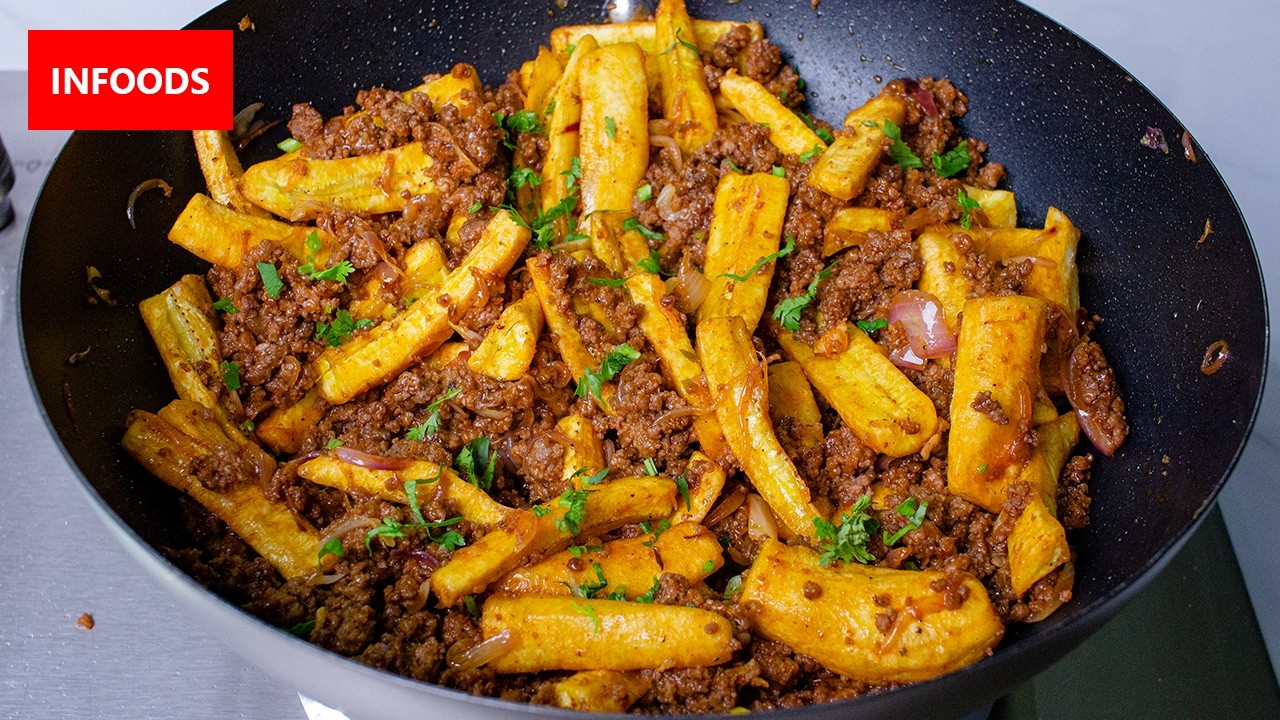 Green Bananas and Minced Meat Recipe | How to Cook Minced Meat with Green Bananas | Infoods