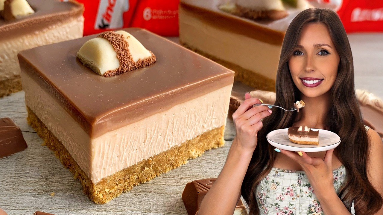 The Best Kinder Cheesecake Bars | Easy No-Bake Recipe