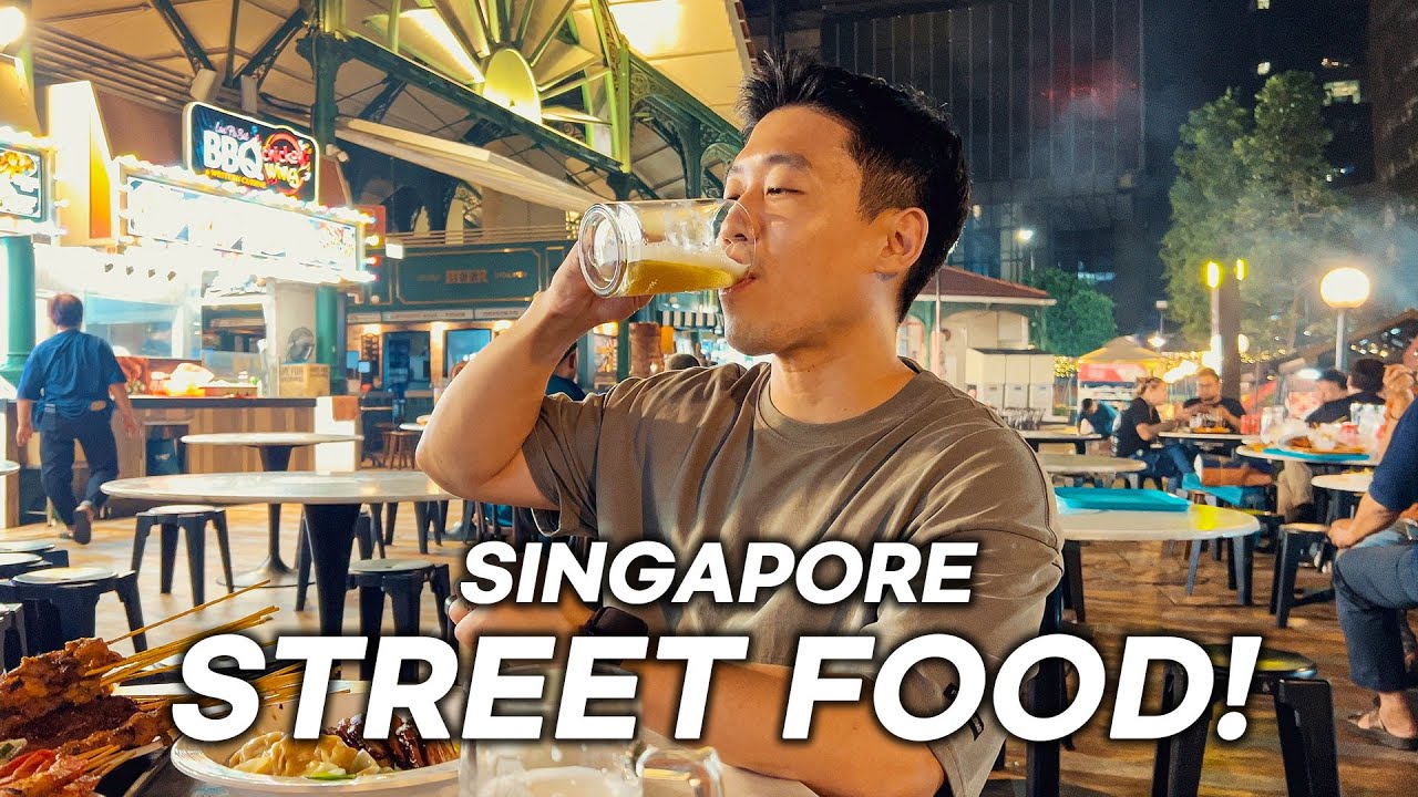 Trying Legendary Late Night Street Food In Singapore! l Lau Pa Sat background