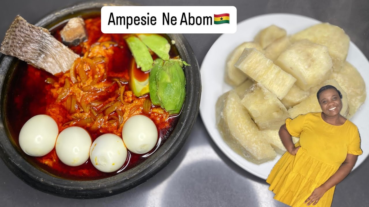 Yam Ampesie with Tomato & peanut Abom/ Sauce |Ghanaian Dish | Lovystouch