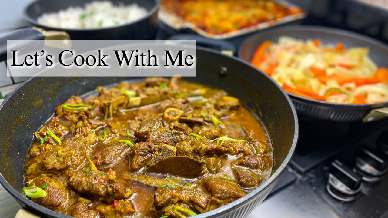 Let’s cook With Me | Curry Goat | Lasagne | Coriander Rice | Steamed Cabbage