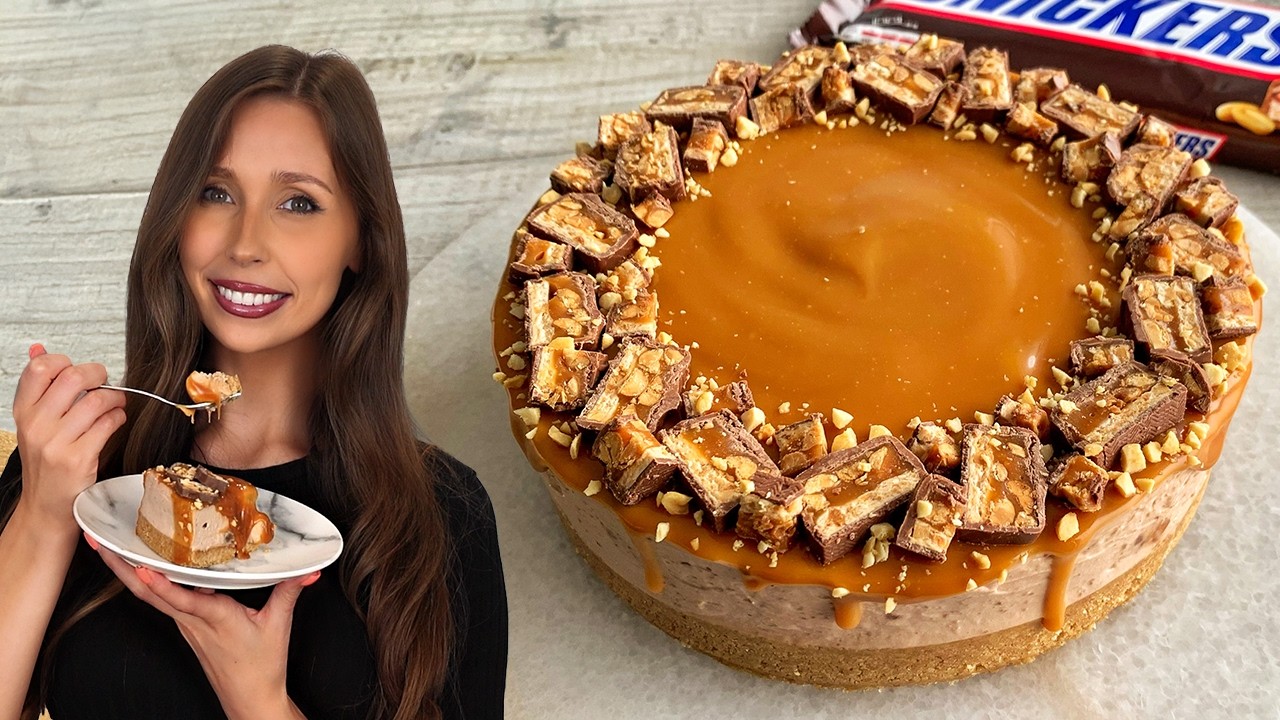The Best Snickers Cheesecake (EASY)