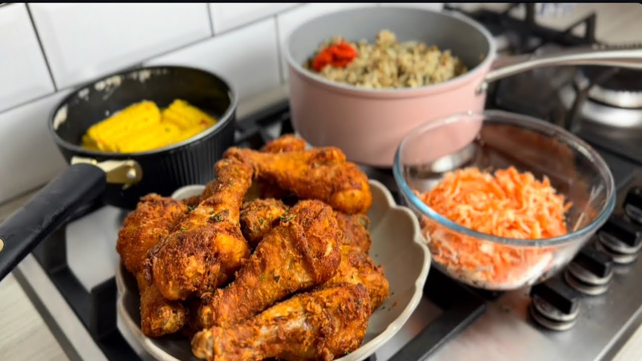 Let’s Cook with Me | Crispy fried chicken, coconut rice, corn in coconut milk | Tasty Fresh Recipes