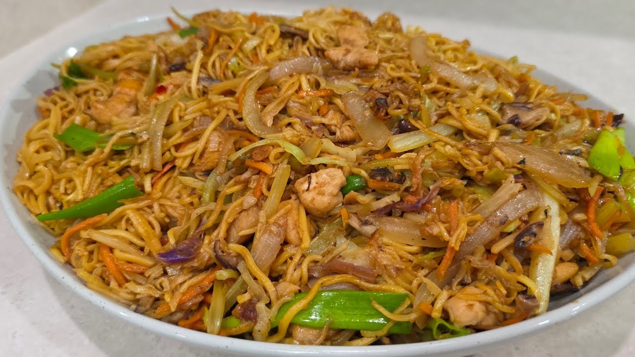 My easier Chicken Chow Mein takeout style recipe background