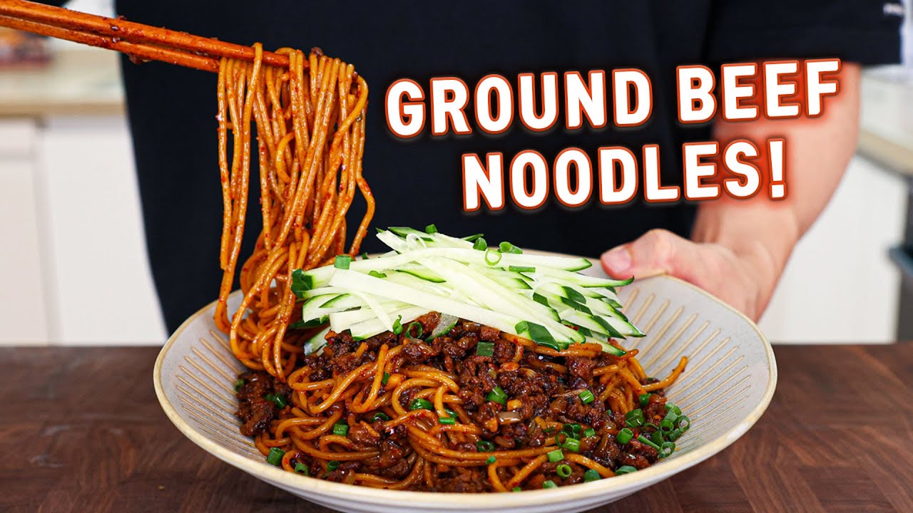 These 15 Minute Ground Beef Chili Garlic Noodles Will Change Your LIFE! 🔥 background