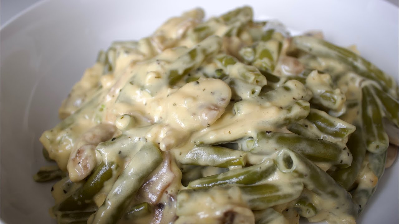 Creamy Green Beans Salad With Mushrooms | How to cook Green Beans background