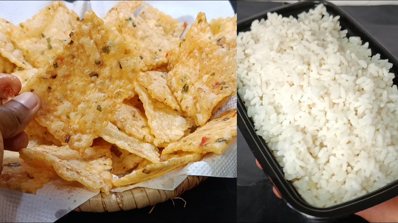 Leftover Rice Crackers biscuits! No flour, No Oven,No water, No sugar, No eggs, No butter