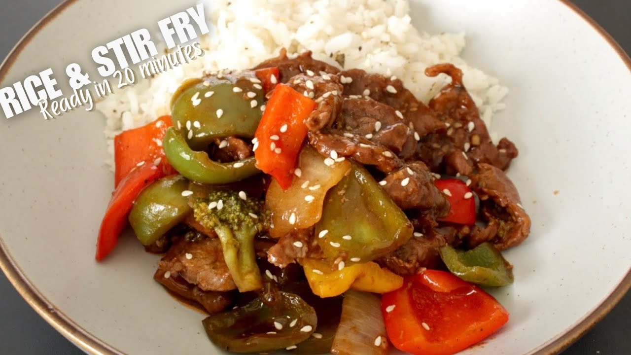 EASY 20-Minute Dinner Idea Your Family Will LOVE! 🍽️ | Rice & Beef Stir Fry background
