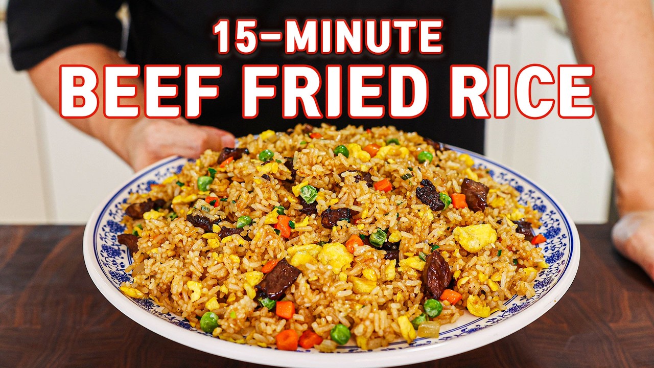 Unlock the Secret to Perfect Beef Fried Rice Every Time! l 15 Minute Recipe background