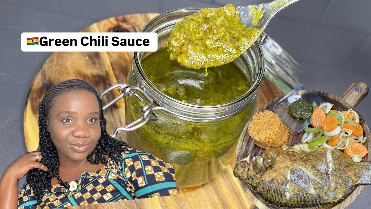Delicious 🇬🇭 Green Chilli Sauce | Green Shito | Recipe | Lovystouch background
