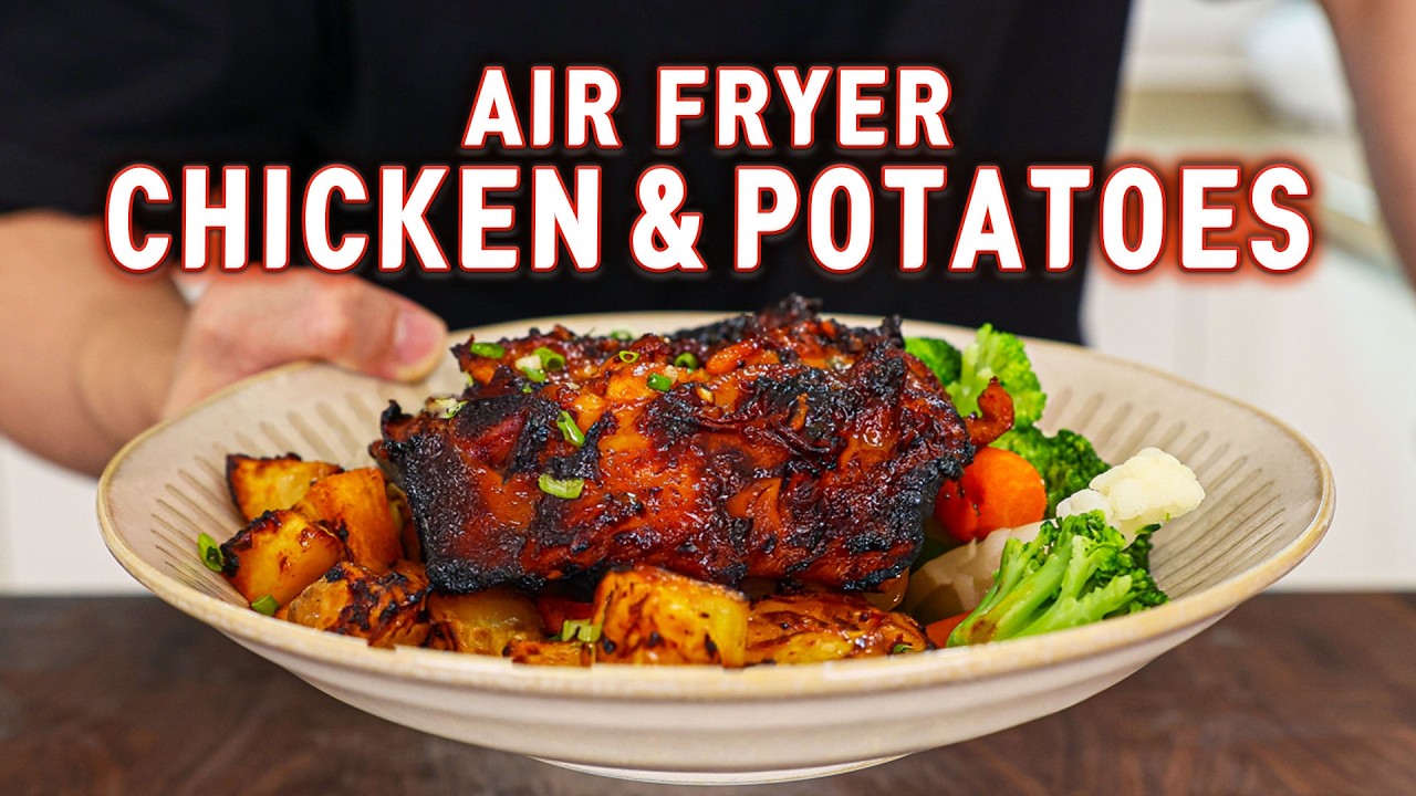 One Pan Air Fryer Gochujang Chicken and Potatoes You’ll Ever Make! 🔥 background