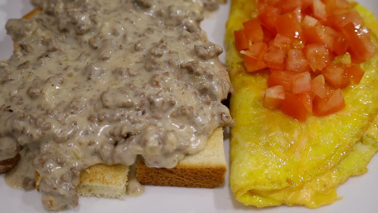 Military S.O.S. (Hamburger Gravy) and Omelet. Memorable breakfast
