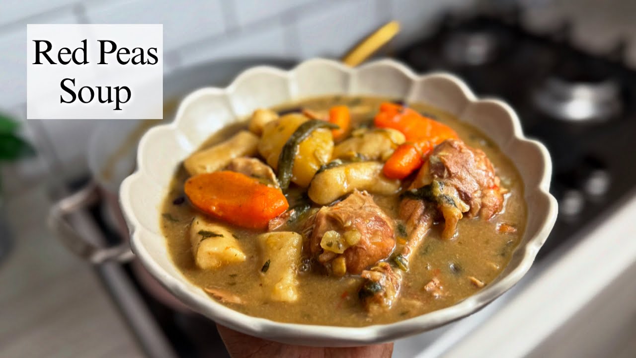 How to make Red Peas Soup with chicken and plenty dumpling! background