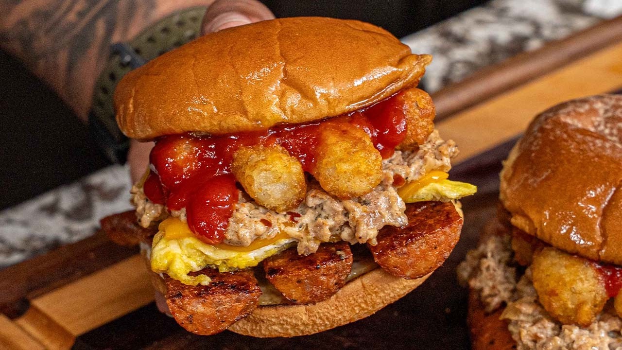 Next-Level Breakfast Sandwich with Sausage Gravy & Tots