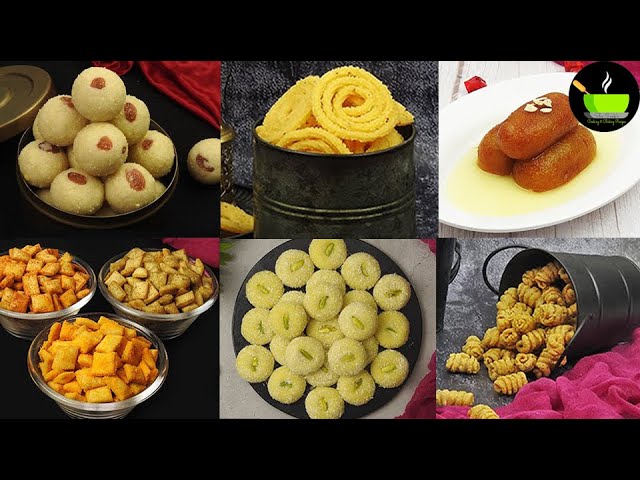 1 Cup Sooji/Rava 6 Easy Recipes | Diwali Recipes | Diwali Snacks | Diwali Sweets | Deepavali Recipes background